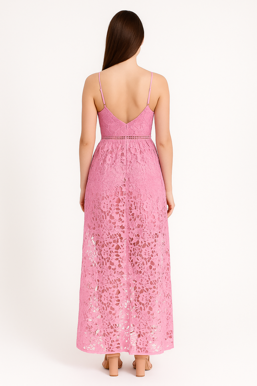 Blush Pink Lace Maxi Dress – Feminine & Elegant