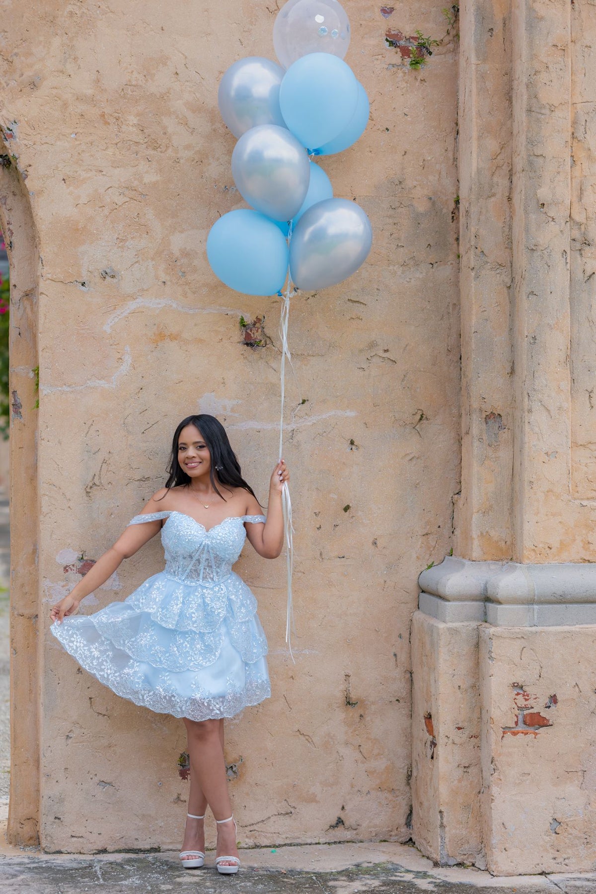 Anastacia homecoming and quince ligth blue dress