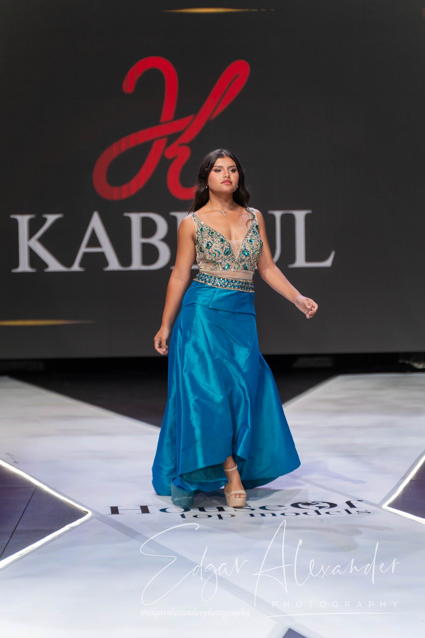 Royal Essence blue elegant long dress with stones