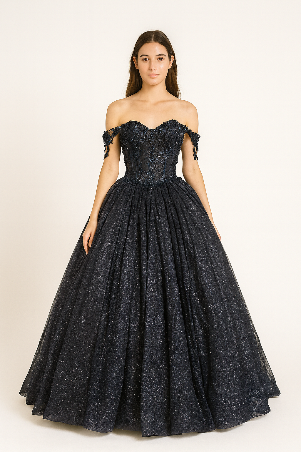 Midnight Sparkle Ball Gown – Timeless Elegance