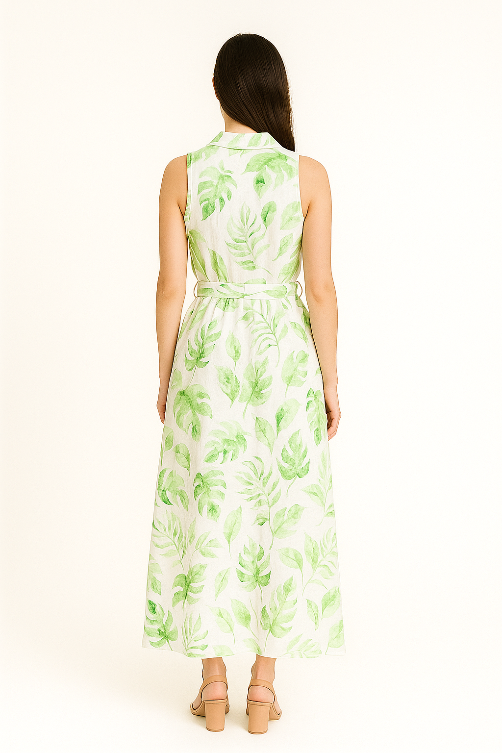 Elegant Green Floral Maxi Dress – Coastal Chic Style