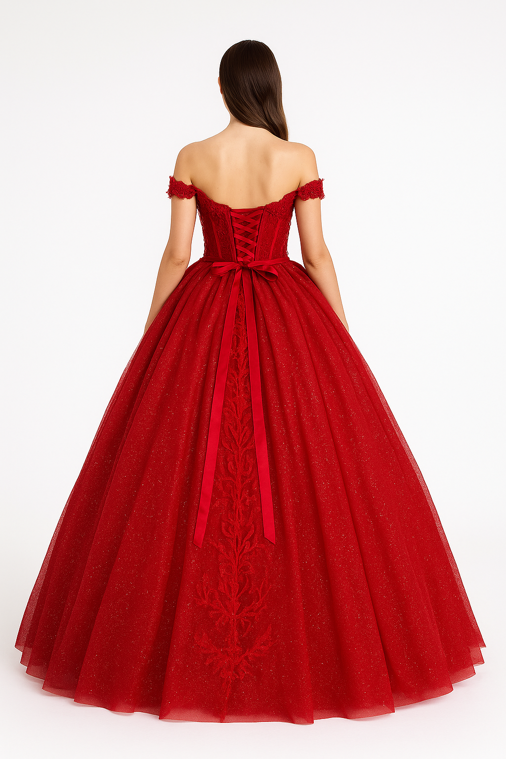Scarlet Majesty Ball Gown – Royal Elegance
