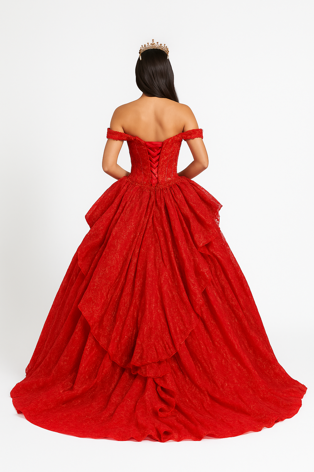Scarlet Majesty Ball Gown – Royal Elegance