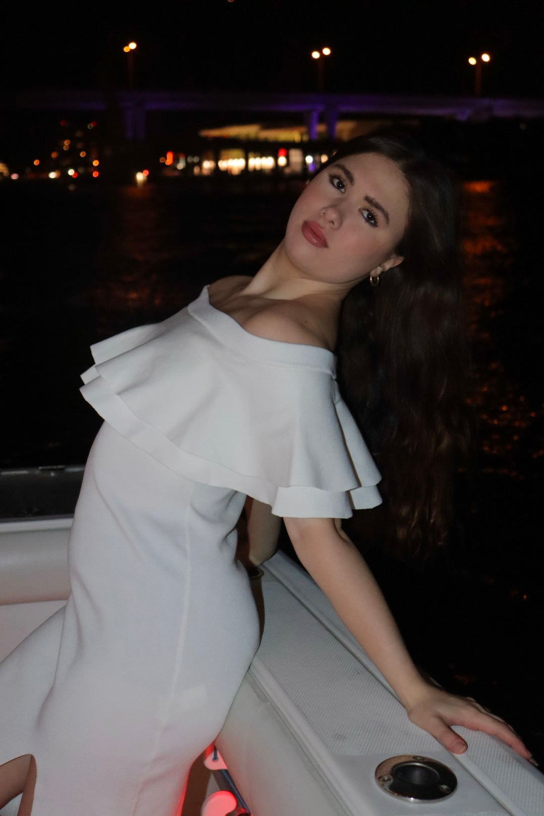 White Off-Shoulder Ruffle Gown – Timeless Elegance