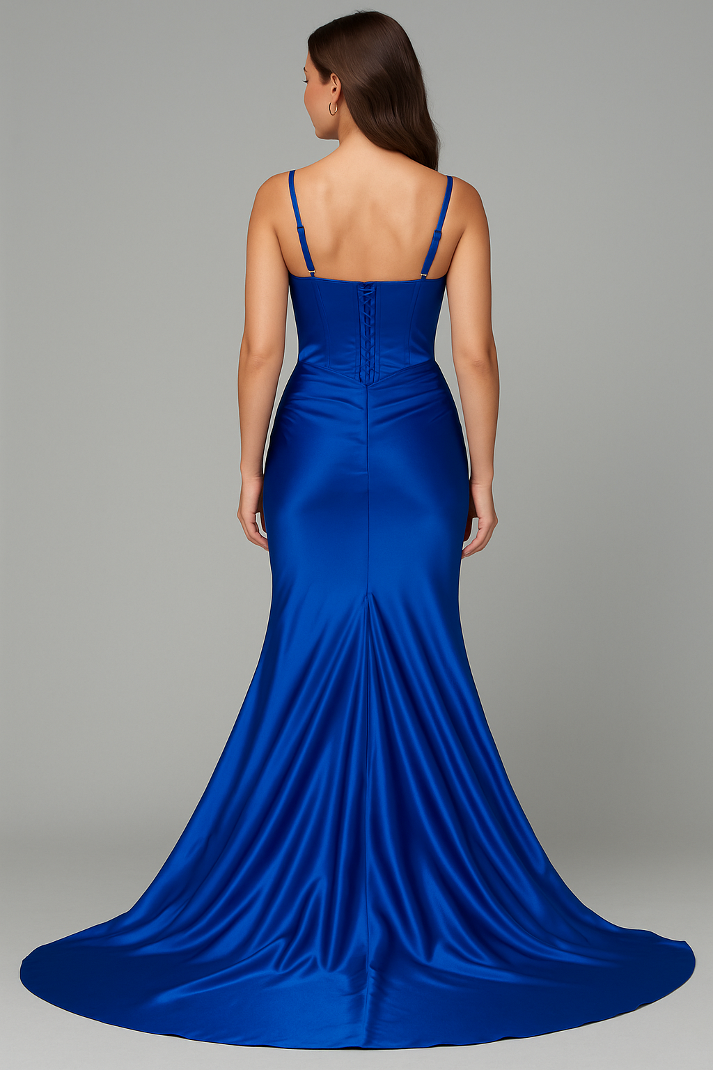 Luna prom and elegant long dress royal blue with stones and cut out