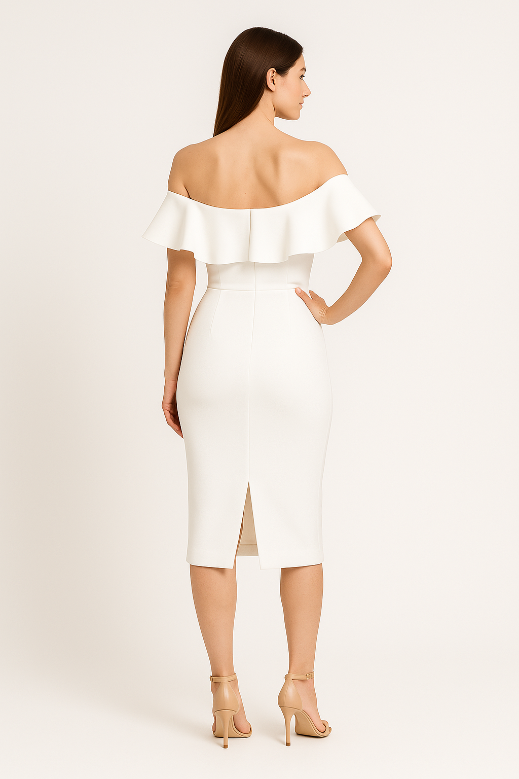White Off-Shoulder Ruffle Gown – Timeless Elegance