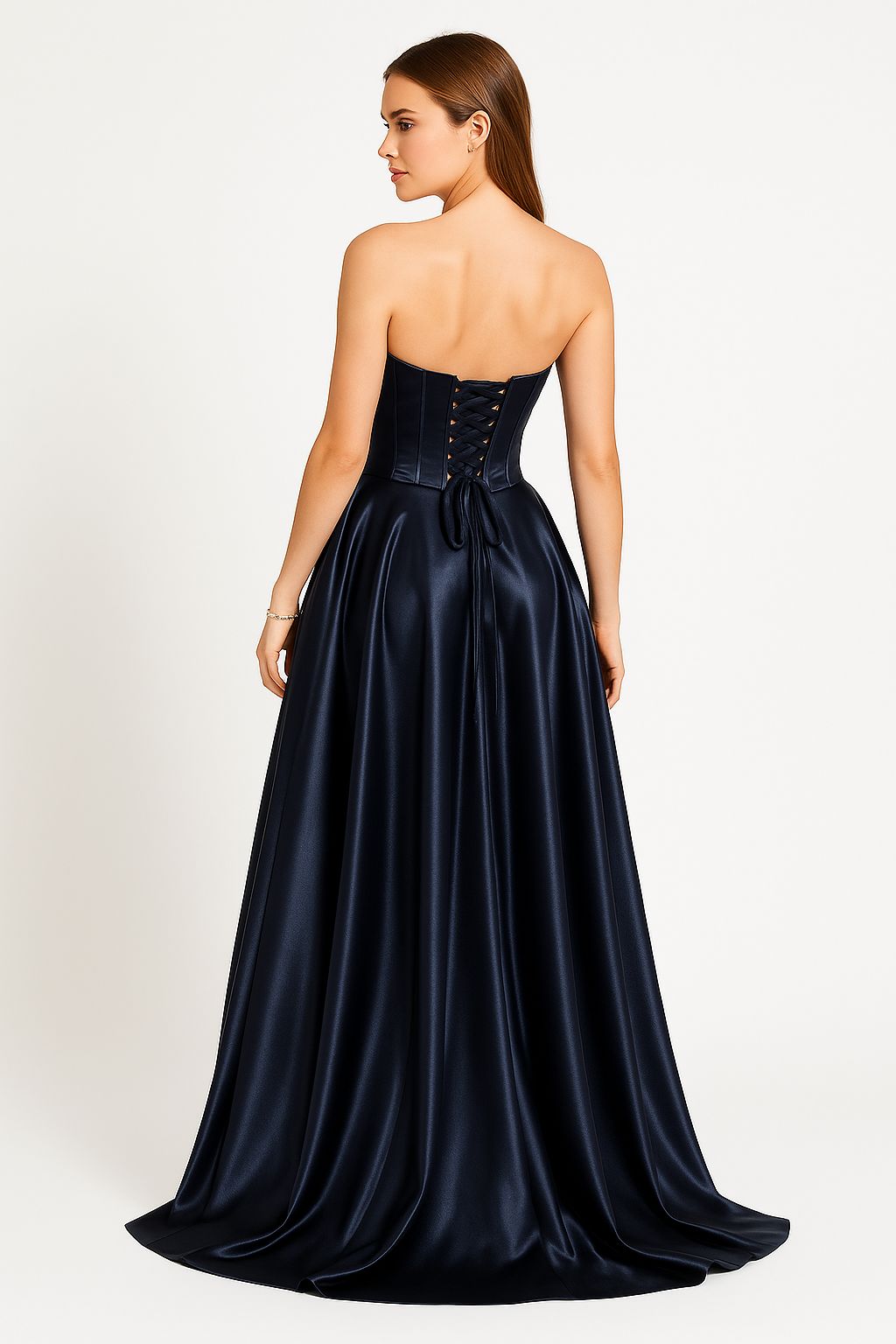 Midnight Elegance Satin Gown