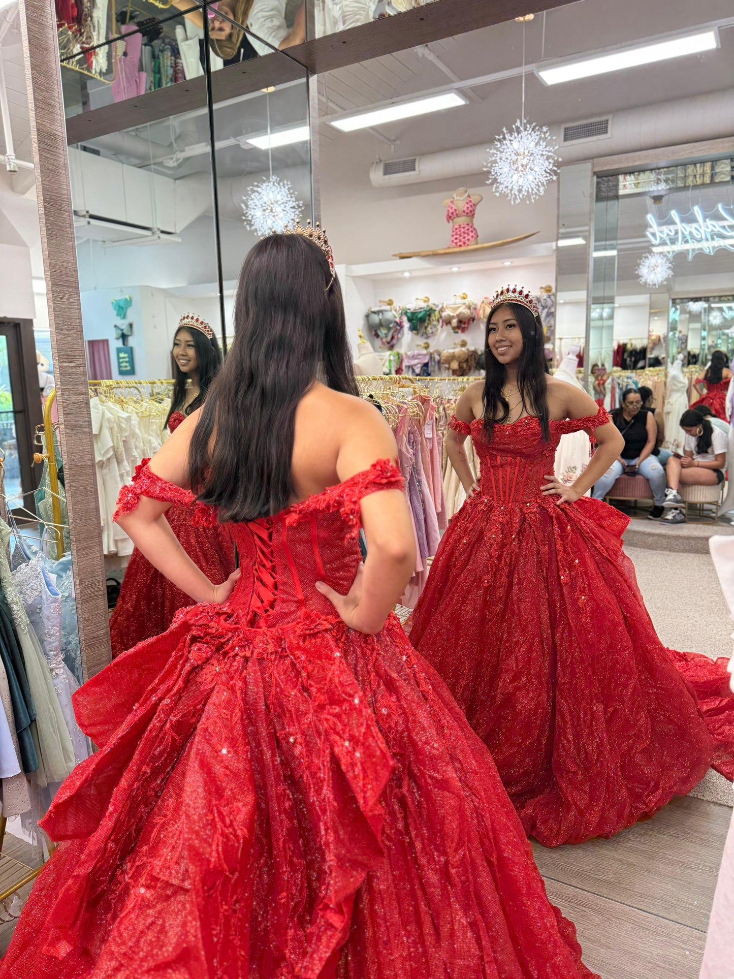 Scarlet Majesty Ball Gown – Royal Elegance