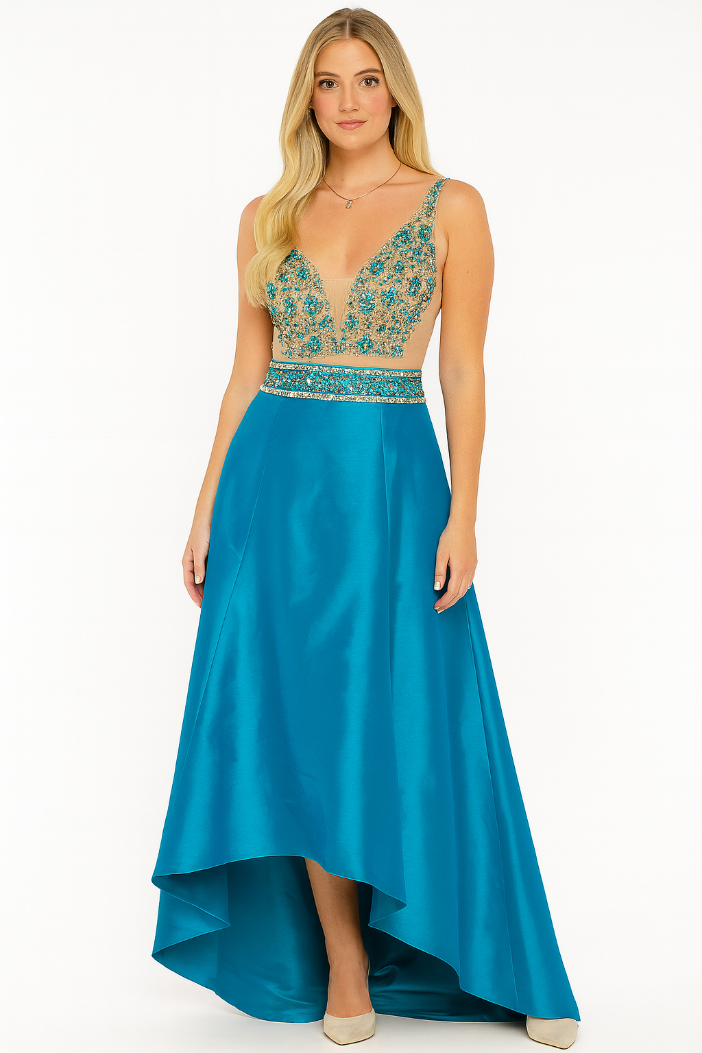 Royal Essence blue elegant long dress with stones