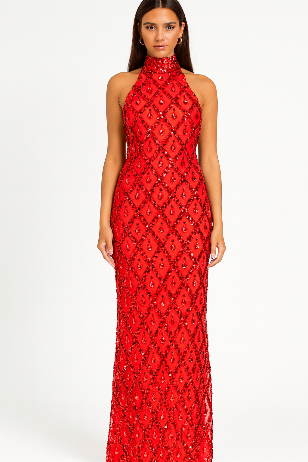 Scarlett red stone long dress