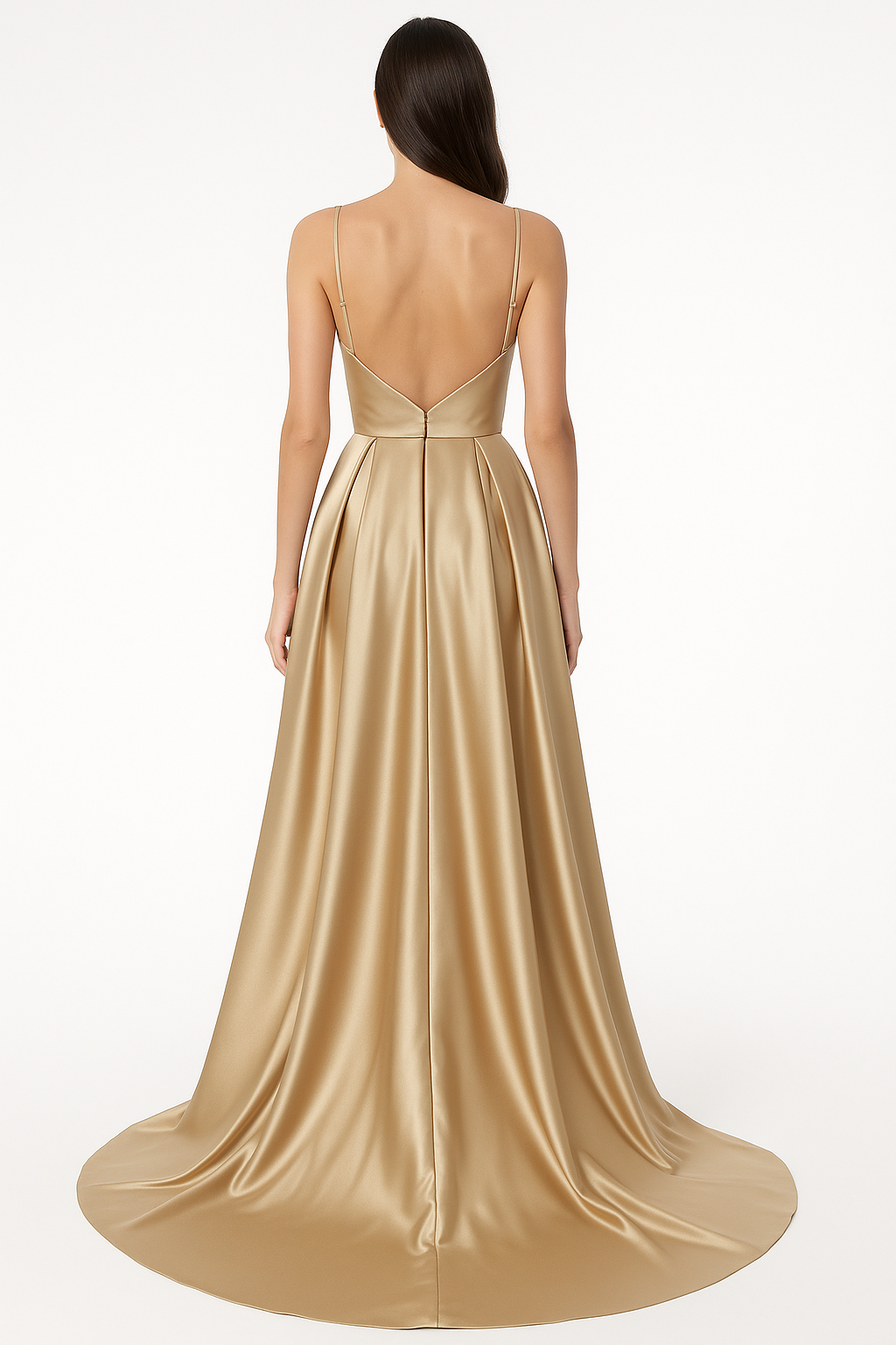 Golden Satin Evening Gown – Radiant Elegance