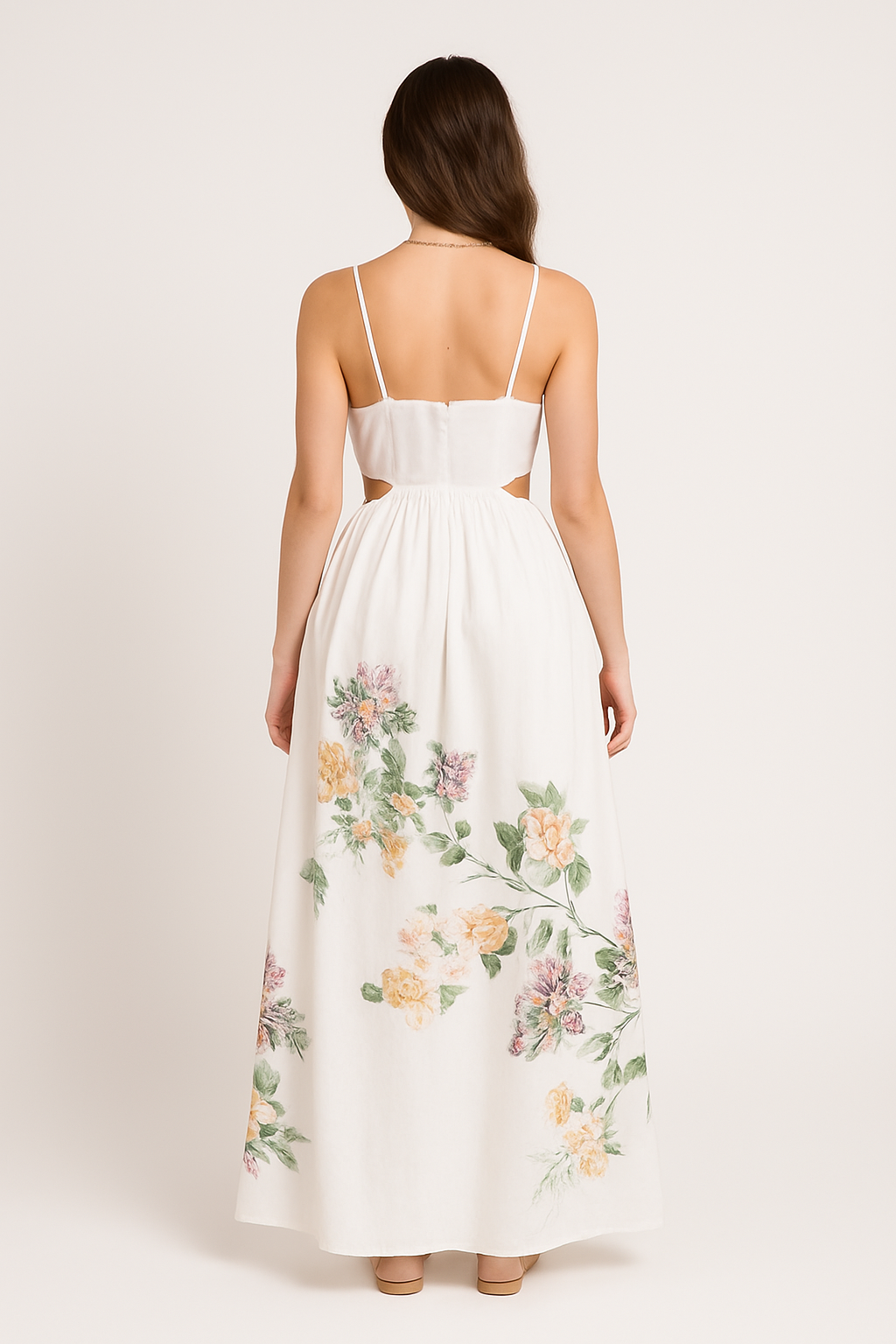 Ethereal Floral Strapless Maxi Dress – Effortless Elegance