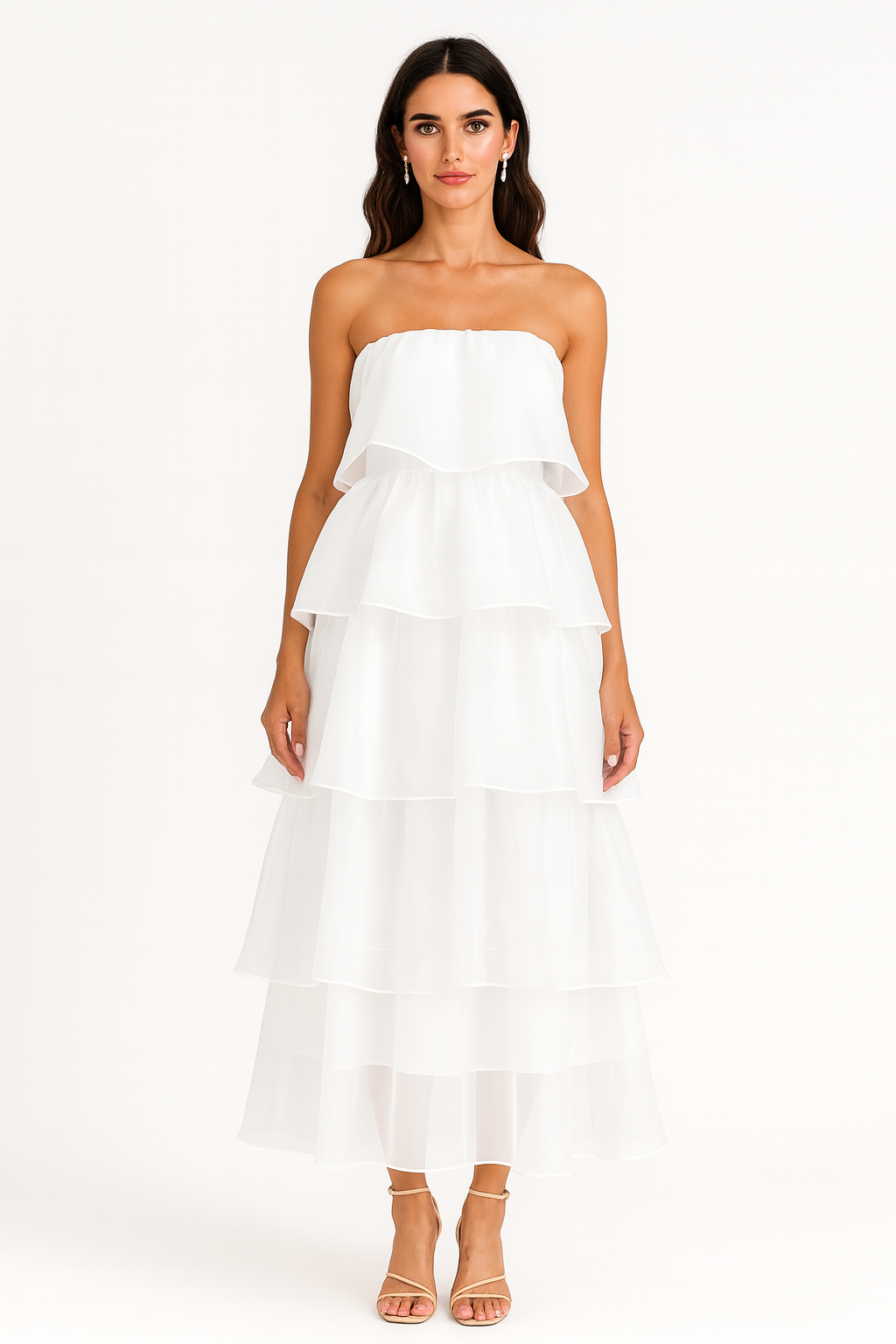 White flower long dress