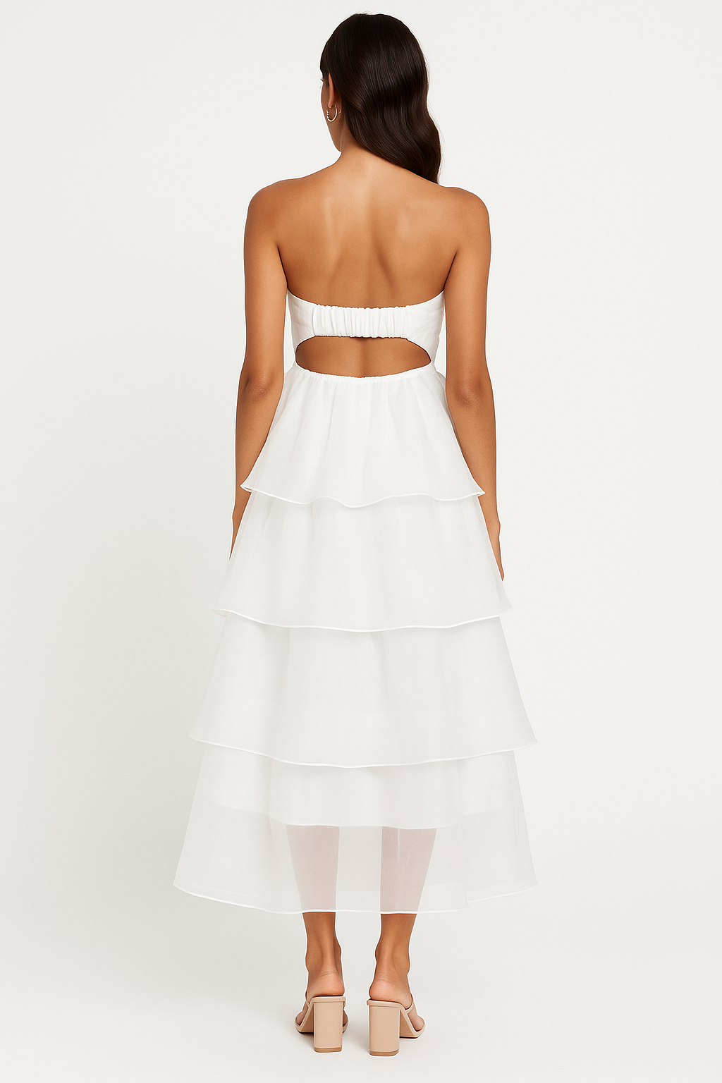 White flower long dress