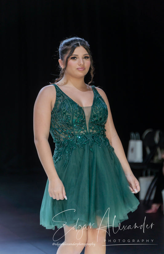 Aurora princess dark green drees