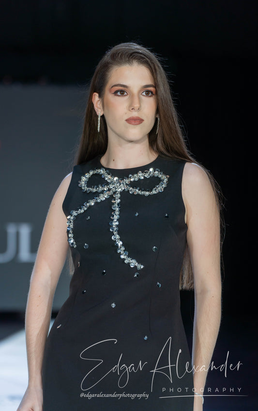 Shine Bow black short dress