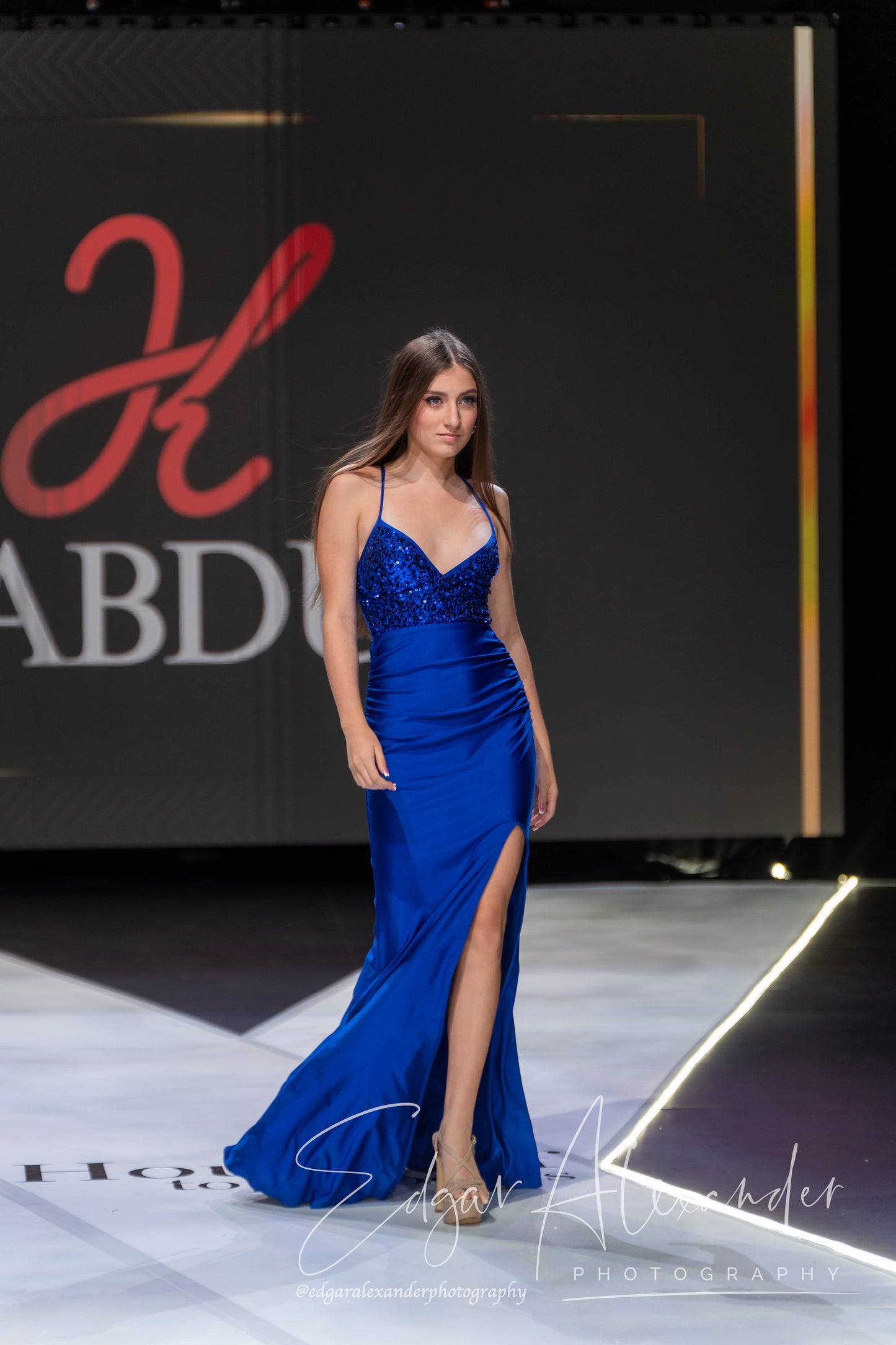 Ethereal Glow prom and elegant long dress royal blue with cut out