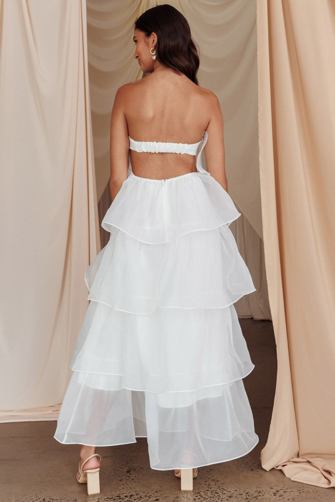 White flower long dress