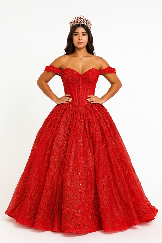 Scarlet Majesty Ball Gown – Royal Elegance