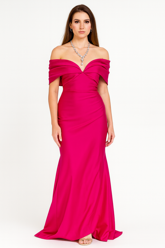 Empress elegant long dress fuchsia