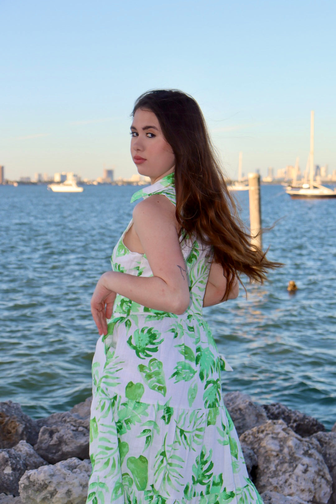Elegant Blue Floral Maxi Dress – Coastal Chic Style