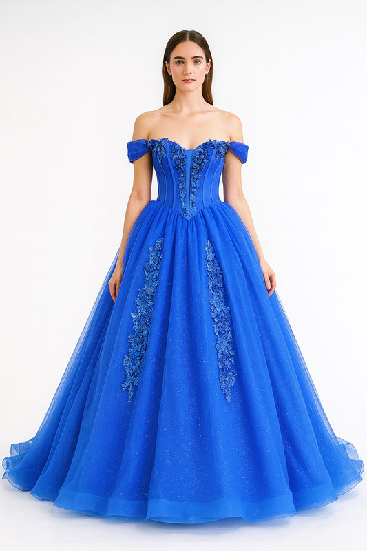 Royal Enchantment Blue Ball Gown – Timeless Majesty