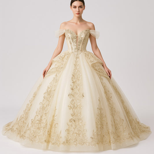 Golden Majesty Ball Gown – Regal Elegance