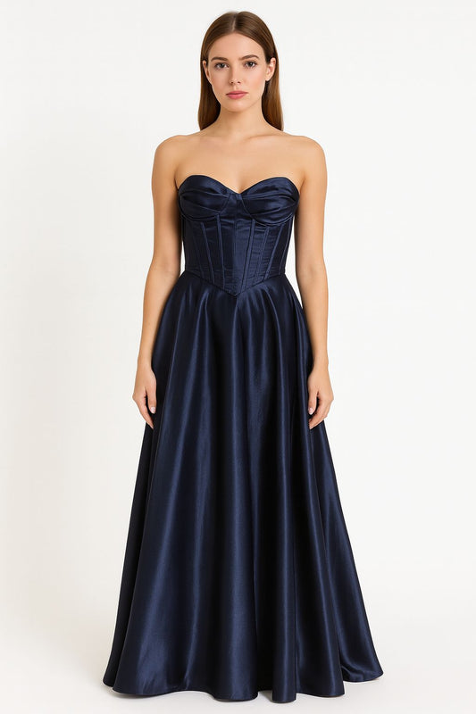 Midnight Elegance Satin Gown